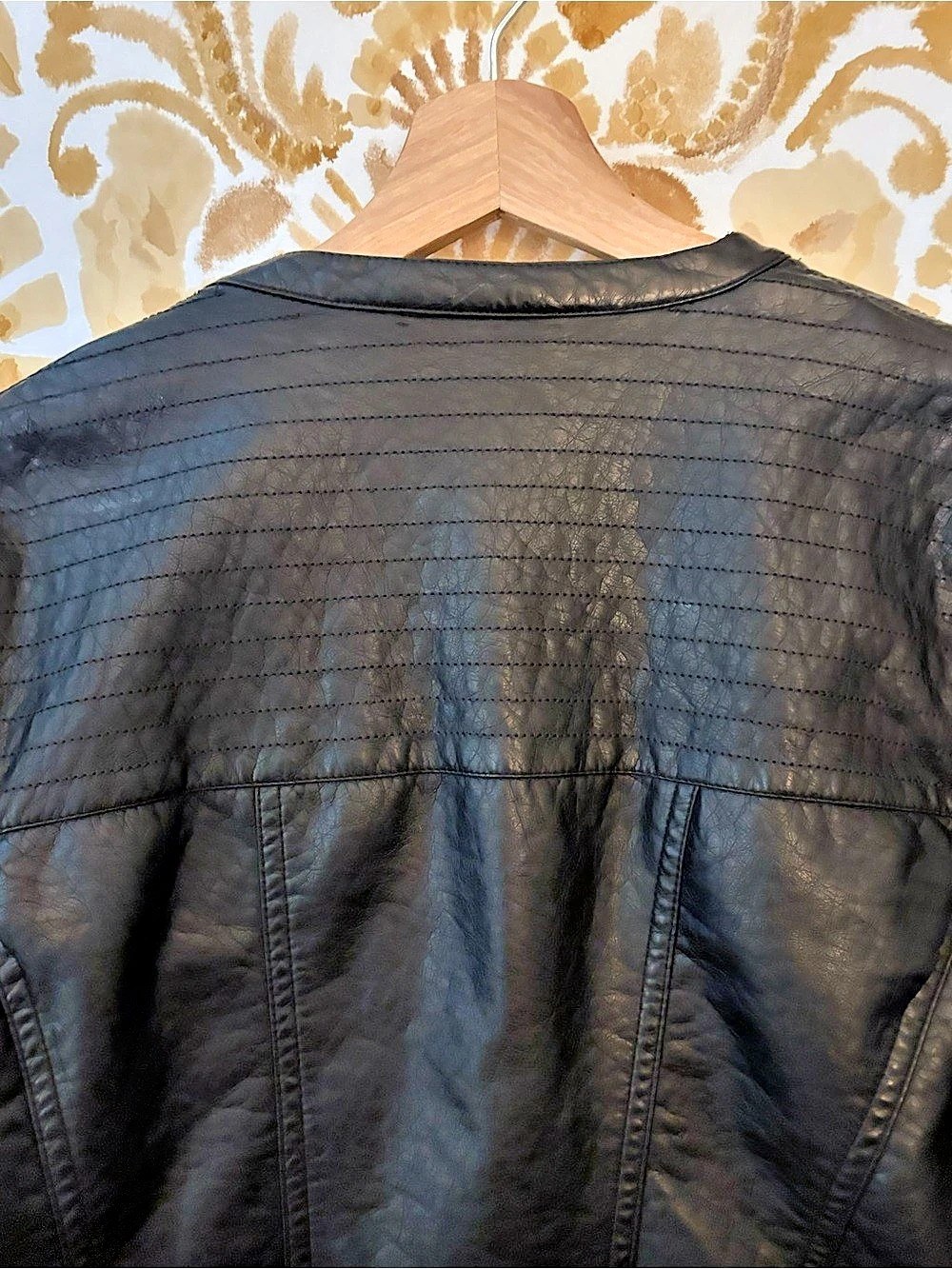 Jou Jou Faux Leather Moto Jacket S Quilted Biker Streetwear Minimalist Edgy - Picture 11 of 12